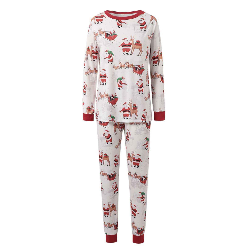 Weihnachts Pyjama Set für die ganze Familie – Weißer Partner-Schlafanzug mit Weihnachtsmann-Aufdruck