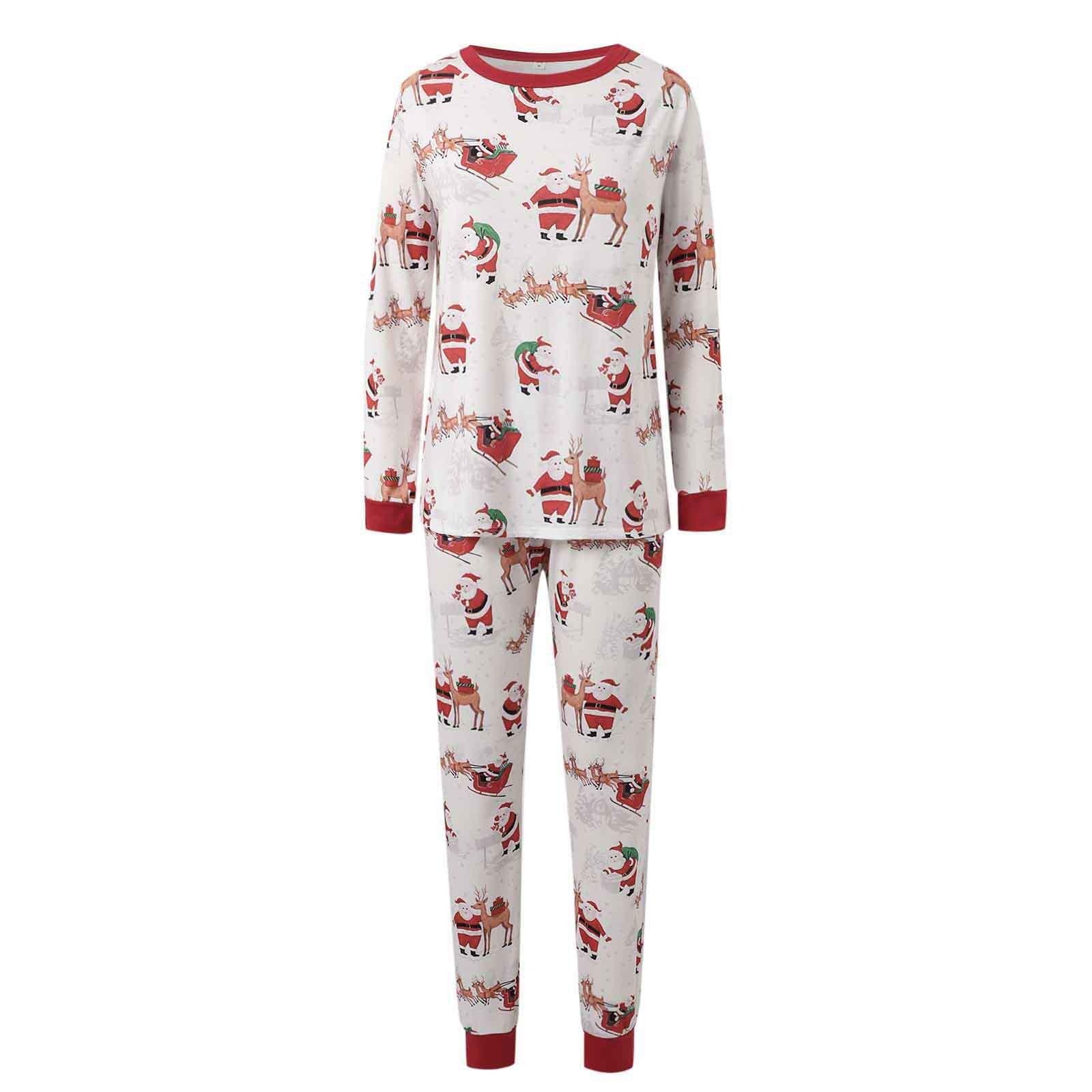 Weihnachts Pyjama Set für die ganze Familie – Weißer Partner-Schlafanzug mit Weihnachtsmann-Aufdruck