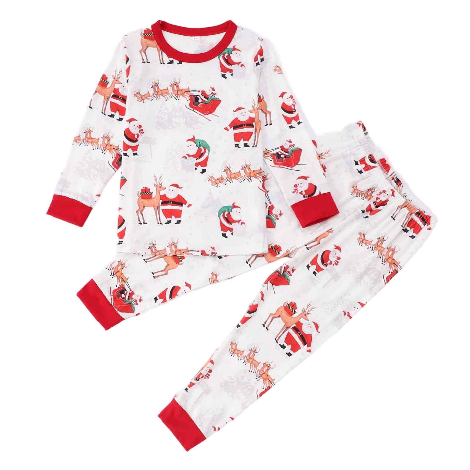Weihnachts Pyjama Set für die ganze Familie – Weißer Partner-Schlafanzug mit Weihnachtsmann-Aufdruck