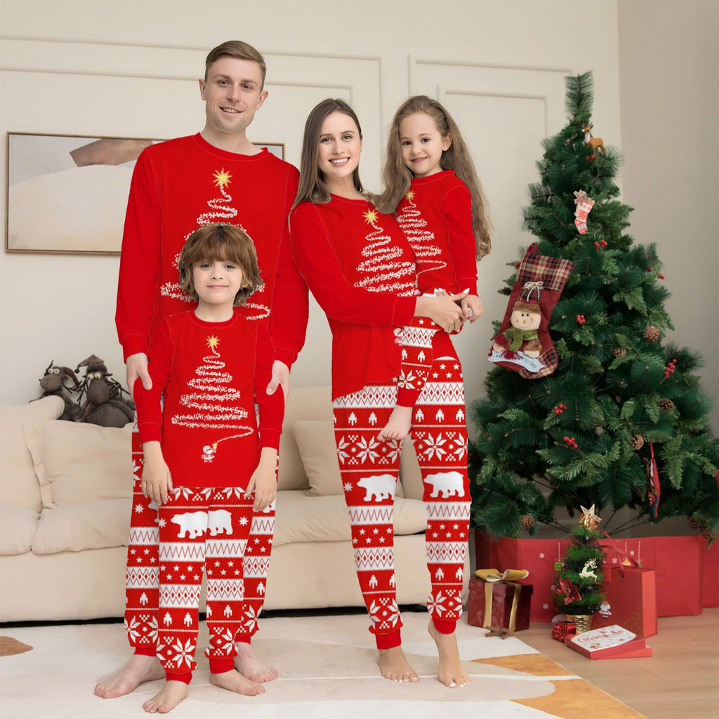 Weihnachtspyjama-Set für die ganze Familie – Festliche Partnerlook Schlafanzüge mit Weihnachtsmotiv