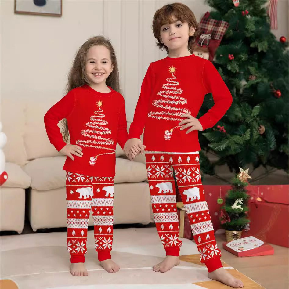Weihnachtspyjama-Set für die ganze Familie – Festliche Partnerlook Schlafanzüge mit Weihnachtsmotiv