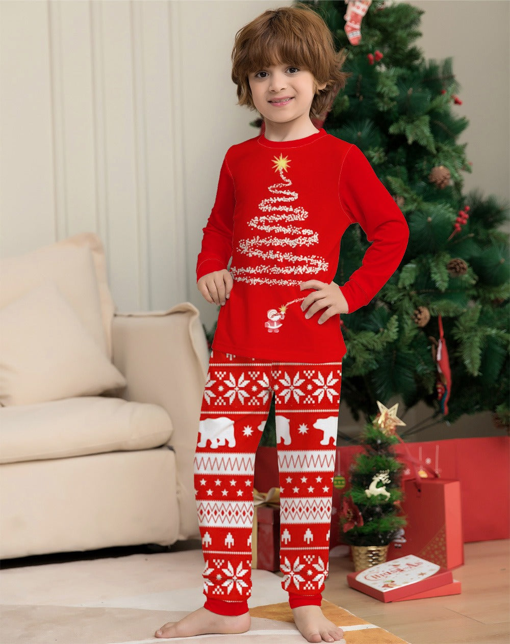 Weihnachtspyjama-Set für die ganze Familie – Festliche Partnerlook Schlafanzüge mit Weihnachtsmotiv