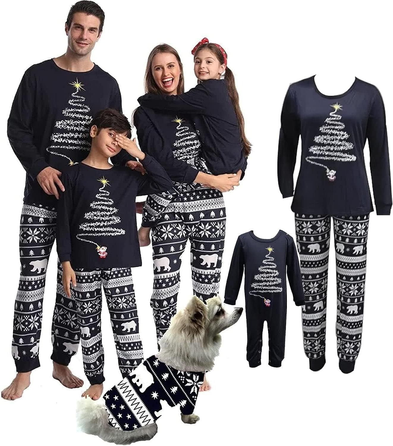 Weihnachtspyjama-Set für die ganze Familie – Festliche Partnerlook Schlafanzüge mit Weihnachtsmotiv